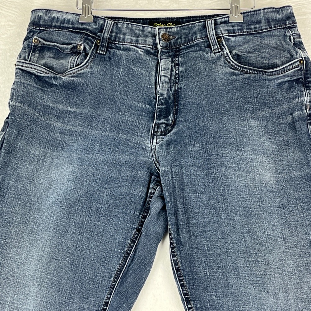 Urban Star Jeans Men 38x30 Blue Premium Apparel Straight Leg Stretch Denim - Picture 3 of 14